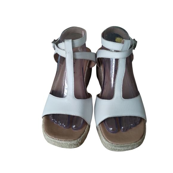 Lucky Brand Women's 9½ White Leather Valki Espadrille Wedge Ankle Strap‎ Sandals - Picture 5 of 13